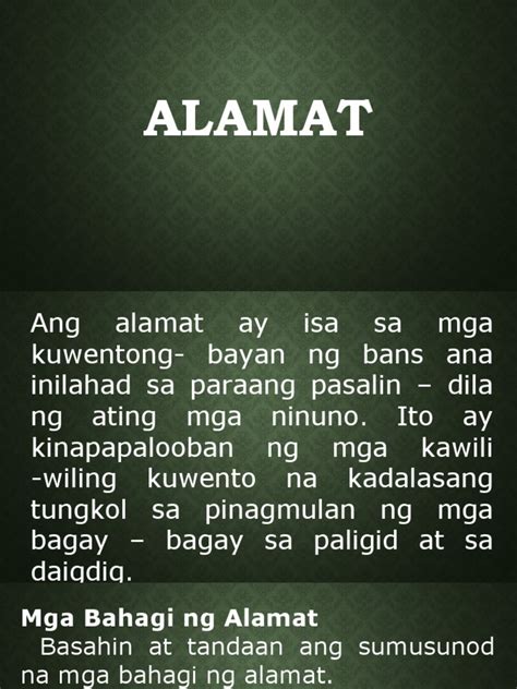 ALAMAT: Kahulugan at Halimbawa ng mga Alamat • .